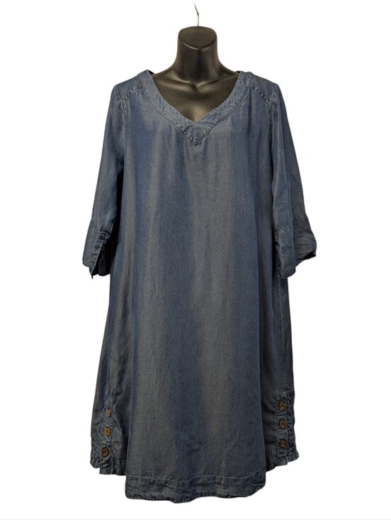 Anne Klein Dresses & Skirts - Anne Klein Coastal Blue Tencel Shift Dress Soft Denim V-neck 3/4 Sleeve Size 12